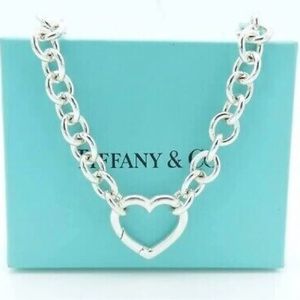 Tiffany & Co. Heart Clasp Round Link Chain Choker Necklace Silver 925